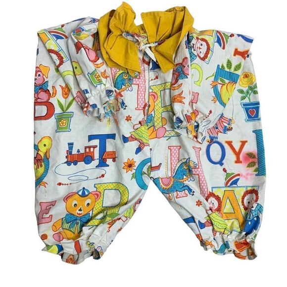 Vintage 70s Handmade Childs Clown Costume 6 Raggedy Ann Elastic Ruffle - Picture 4 of 6